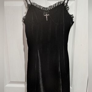 Gothic Thin Strapped Velvet Black Mini Dress Unknown Source Size Medium